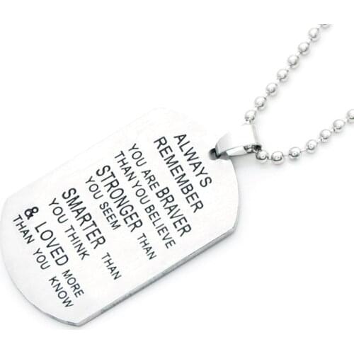 Stainless Steel Chain Necklaces Mens Dog Tags Army Pendant Necklace Fashion Always Loved Keychain Best Friend Jewelry Gifts