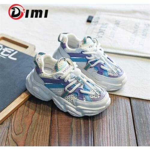 DIMI 2021 Spring/Summer Children Casual Sport Shoes Fashion Breathable Mesh Soft Bottom Non-Slip Outdoor Kids Sneakers T2176