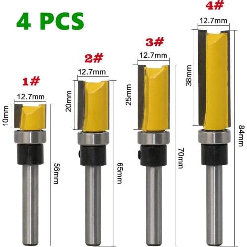 1pcs 1/4'' Flush Trim Router Bit Pattern Bit Top & Bottom Bearing 1/2" Blade Template Edge Wood Trimmer Cutter Carpenter