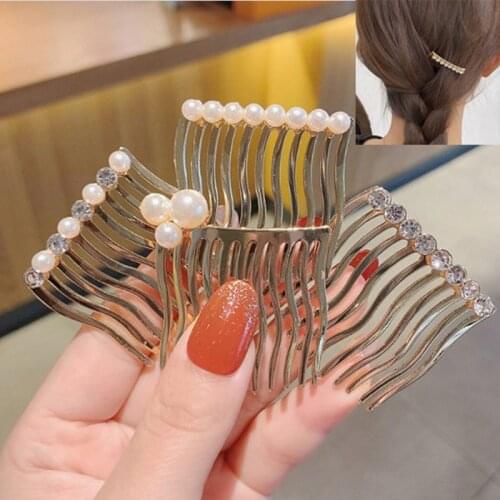 Woman Pearl Hair Comb Crystal Bride Comb Headwear Metal Wedding Accessories Hairstyling Design Tools