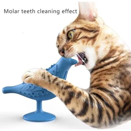 Cat Silicone Bird-Shape Molar Toys Smart Interactive Suction CupBite Grinding Teeth Food Leaking Chew Toys 2021 New