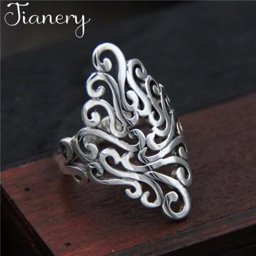 JIANERY Vintage Retro Silver Color Pattern Big Rings For Women Open Finger Rings Bridal Wedding Jewelry Anillos Mujer