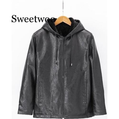 2020 NEW Autumn Thin Mens Plus Size Fashion Casual Stand Collar Leather Jacket Mens PU Coat Leather Hooded Jacket 5XL 6XL
