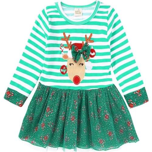 Cute Christmas Dress Girl Clothes Summer Kids Dresses For Ggirls Cotton Long Sleeve Children Clothing Girls Dresses 1-6 Years