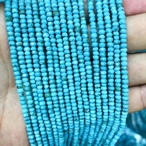 Natural Magnesite Turquois e FcacetedTiny Spacer Bead 2x3mm 2x4mm 3x5mm Faceted Roundlel Beads,Small Gem Stone 1strand of 15"