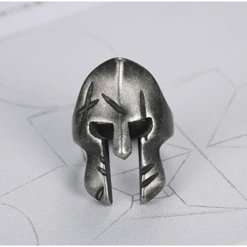 New Arrival Viking Sparta Ring 316L Stainless Steel Ancient Bronze Plated Color Mask jewelry Exquisite Men Spartan Helmet Ring