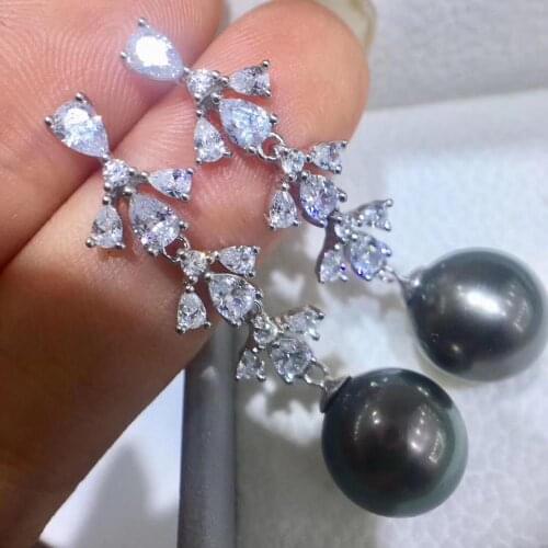 New Arrival 925 Sterling Silver Earrings Findings Settings Mountings Jewelry Parts Fittings for Pearls Coral Jade Agate Beads