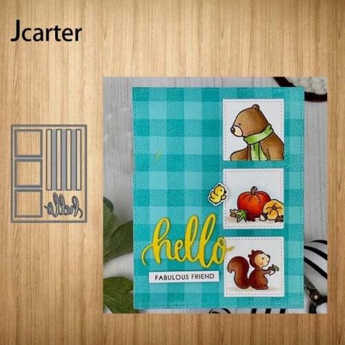 New Metal Cutting Dies Rectangle Text Box Hello Frame Craft Stencil Diy Scrapbooking Handmade Card Make Shape Album Decor Model