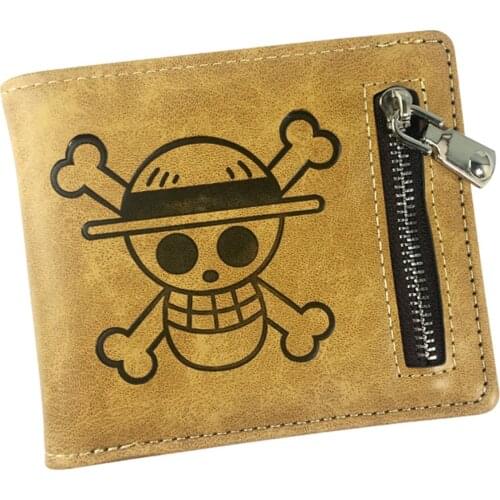 New Casual PU Wallet Anime One Piece Leather Mens Note Compartment Zipper Poucht Credit Coin Photo Holder Women Men Purses