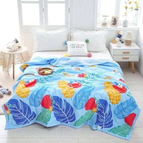New Product) Thin Quilt Quilt Summer Comforter Microfiber Stitching Print Twin Queen Air-Condition Throws Blanket 1 Pcs
