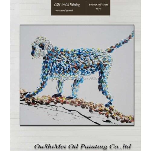 Wholesale Lovely Long Tail Monkey Climbing Tree Knife Painting Pure Hand-painted Animal Oil Painting on Canvas Home Decor Art