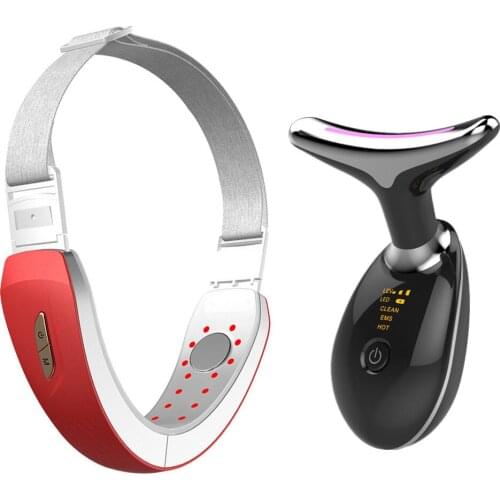 Face Chin V-Line Lift Up Belt Remote Control Blue LED EMS Intelligent V-face Instrument Reduce Double Chin Facial Lifting Tool