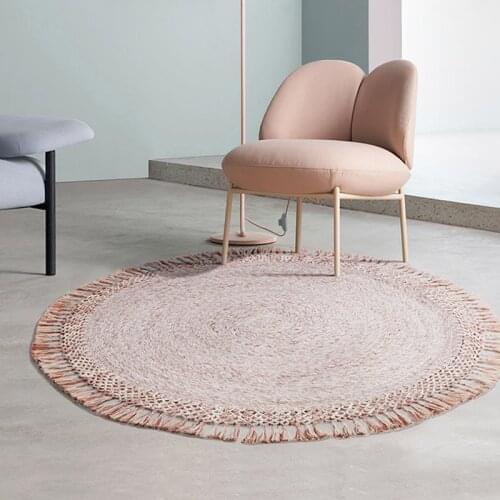 Wool Round Carpets For Bedroom Study Room Chair Mat With Tassel India Imported Carpets Tatami Room For Living Handmade Woven