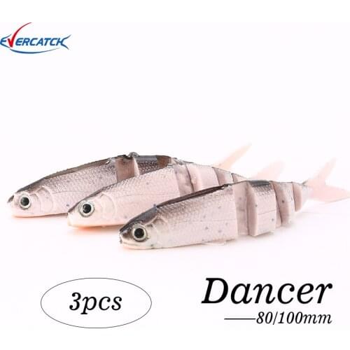 Evercatch dancer 80/100mm silicone swimbait rubber soft bait wobblers fishing lure for bass pike perch