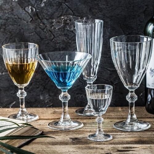 Nordic Lead-Free Glass Wine Cup Transparent Diamond Engraved Champagne Glasses Goblet Cocktail Martini Glass Bar Home Drinkware