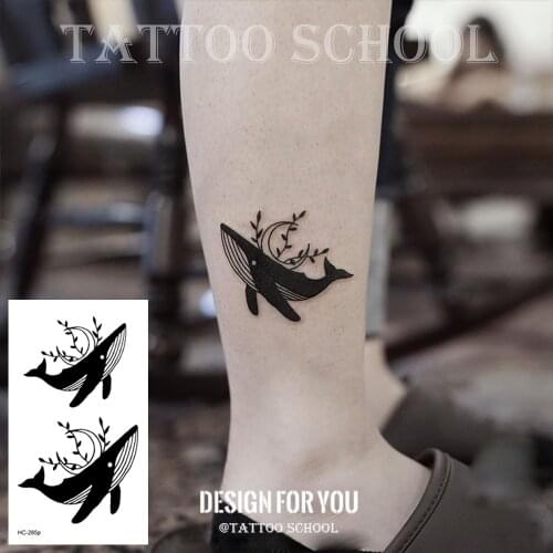 Rocooart Ins Style Waterproof Temporary Tattoo Stickers Black Whale tatto flash tatoo fake tattoos for kids men women