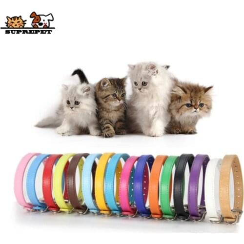 SUPREPET PU Strap Cat Collars Colorful Soft Pet Cat Dog Collar for Small Cat Medium Dog Puppy Adjustable Collar Pet Products
