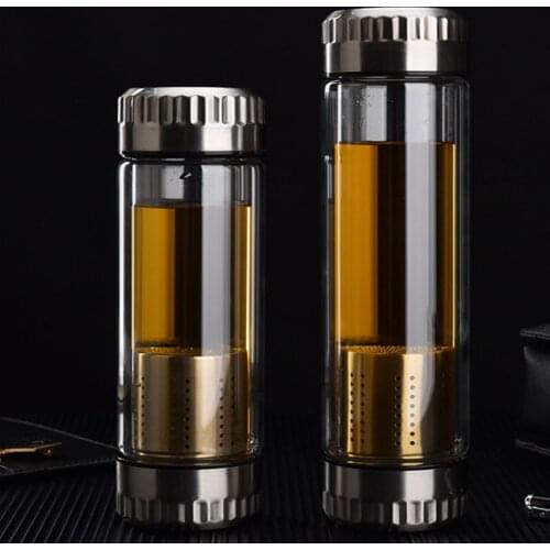 Double Glass Thermos Tea Set Cup With Filter Cup Stainless Steel Portable Travel Drink Set With strong Thermal Insulation 300ML