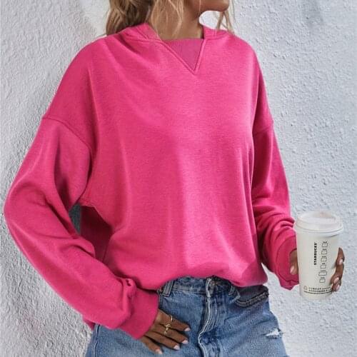 Fleece Hooded Sweatshirts Loose Pullovers Womens Autumn Winter Hoodie Solid Color Warm Tops Hoodies Y2K Clothes Fashion Moletom