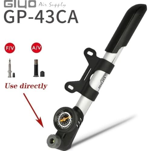 Giyo Smart Head Cycling Mini Pump Schrader Presta Road Bike Clever Valve Inflator Bicycle 120psi T-handle with Gauge MTB Pump