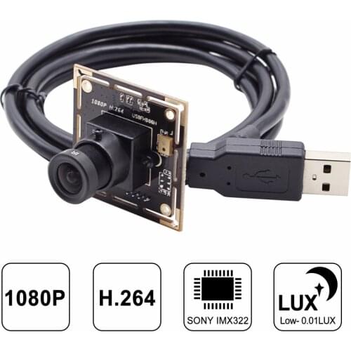 2MP 1920*1080P 30fps USB Webcam H.264 /MJPEG Sony IMX322 High speed Low light USB Camera webcam Module for PC Computer Laptop