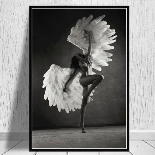 Victoria Secret Dancing Naked Girl Angels With Wings Modern Poster And Prints Canvas Painting On Wall Art Fashion Picture Decor