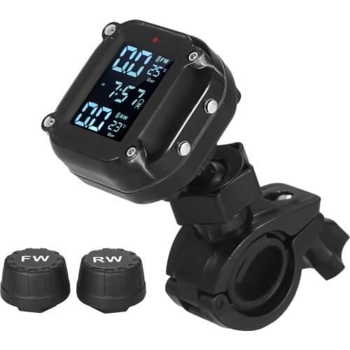 Waterproof Motorcycle Tire Pressure Monitoring System 7 Alarm Modes Wireless TPMS Auto Wake Up and Sleep Magnetic Charging Port