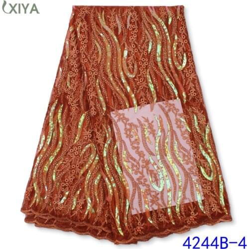 High Quality Sequin African Lace Fabric Embroidery Lace French Tulle Lace Fabric Nigerian Lace Fabric for Wedding APW4244B
