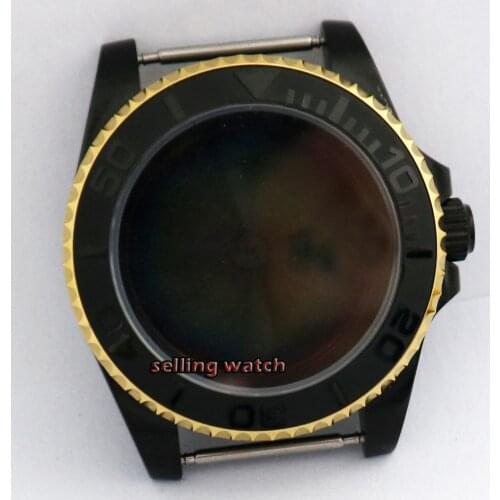 High Quaiity PVD Watch Case Fit NH35 NH36 ETA 2836 Mingzhu DG2813 Movement Without Magnifier Ceramic Bezel Insert Watch Bracelet
