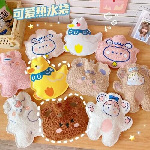 W&G Kawaii Plush Hand Warmer Water Injection Hot Water Bottle Cute Bear Rabbit Mini Portable Student Winter Warm Water Bag