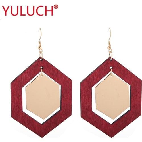 YULUCH 2018 Featured show ethnic fashion woman jewelry for wooden hanging alloy accessories pendant earrings girl gifts