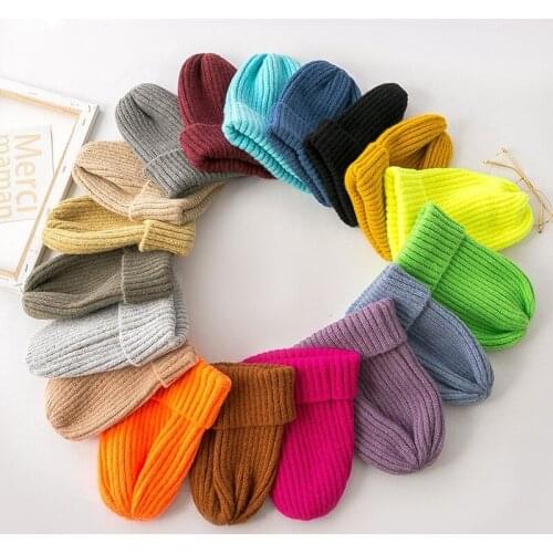 Candy Colors Winter Hat Women Knitted Hat Warm Soft Trendy Hat Kpop Style Wool Beanie Elegant All-match Hat