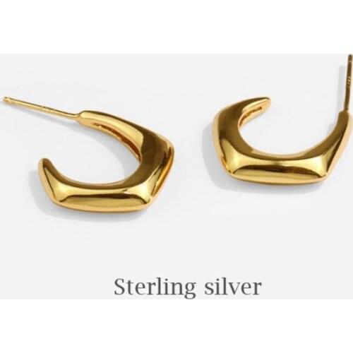 Sole Memory Hip Hop Retro Geometric Semicircle 925 Sterling Silver Fashion Female Stud Earrings SEA806