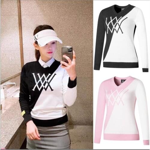 2021 Golf womens knitted sweater autumn and winter golf clothing womens long sleeved sweater bottomed shirt to keep warm