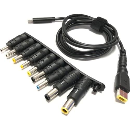 1.5M Type-c to male head 5.5*2.5mm +10pcs Adaptor For Lenovo Xiaomi Huawei notebook laptop PD head charging decoy-line
