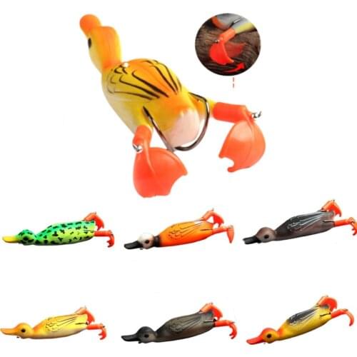 1Pcs Propeller flipper duck Fishing Lure Ducking Fishing Frog Lure Artificial Bait Duckling 3D Eyes Day Baits Bass