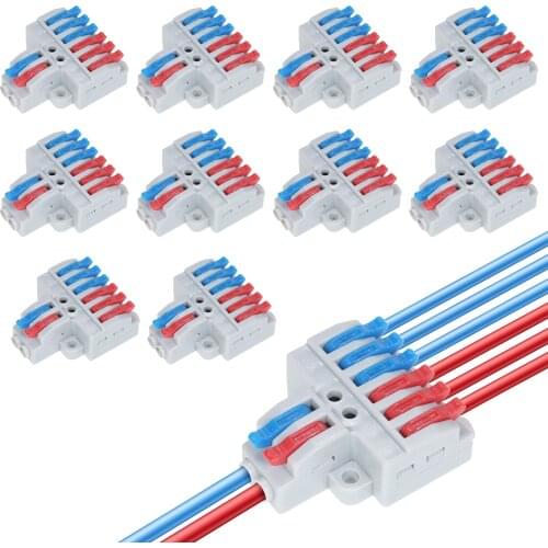 10pcs Wire Connectors Butt Terminals Cable Connector Set Lever Lock Connectors Universal Wiring Cable Connector Fast Push-in