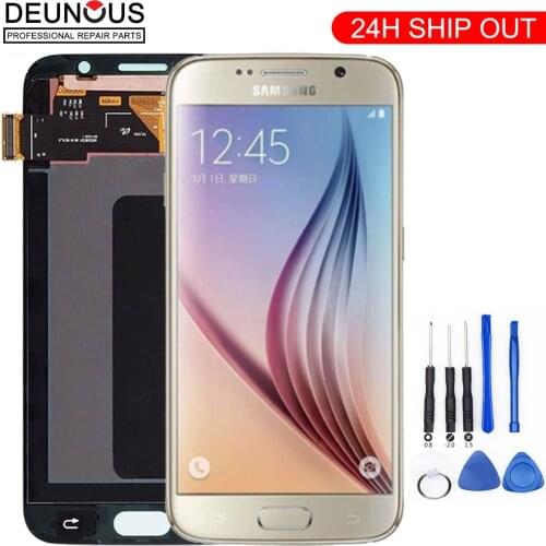 100% ORIGINAL 5.1'' SUPER AMOLED LCD with Frame for SAMSUNG Galaxy S6 Display G920 G920F Touch Screen Digitizer Assembly