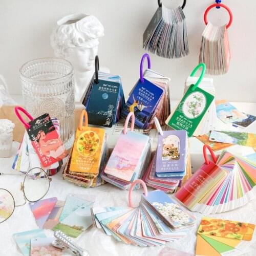 100 pcs Color Library paper Card Decorative Stationery Scrapbooking Diary Album Lable Retro Junk Journal Planner Material Book