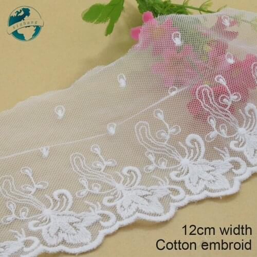 3yards 12cm wide Cotton embroid lace edge sewing ribbon guipure trim wedding lace DIY Garment Accessories african doll lace#3955
