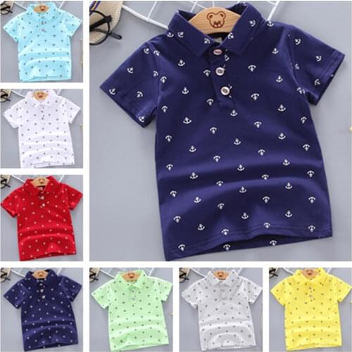 2021 Summer Baby Boys Polo Shirts Short Sleeve Anchor Lapel Clothes for Girls Odell Cotton Breathable Kids Tops Outwear 12M-5Y