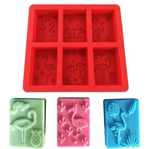 6 Cavity Flamingo Silicone Soap Molds DIY Rectangle Handmade Soap Making Soaps Form Tray Mould Soap Craft Supplies