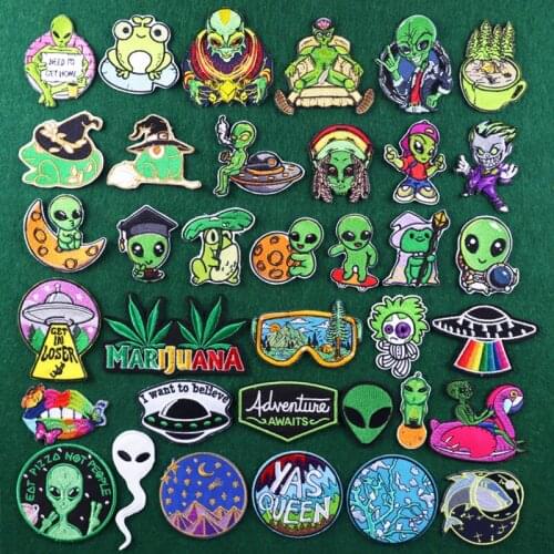 Alien/Punk Patch Iron On Patches On Clothes UFO Embroidery Patch For Clothing Stickers Patches On Jeans Applique For Clothing