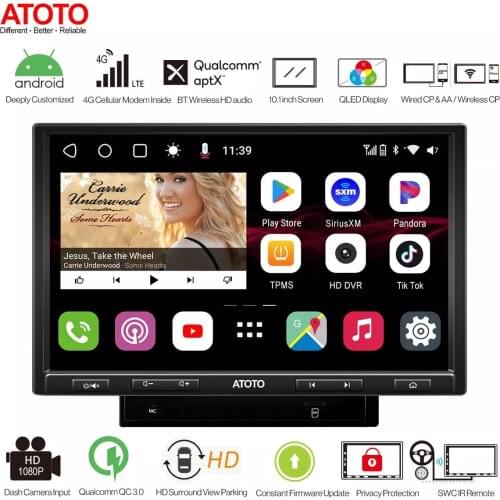 10.1inch QLED Display ATOTO S8 Pro Autoradio 2 din Android Bluetooth Wireless Carplay 4G LTE DSP VSV LRV 3GB+32GB