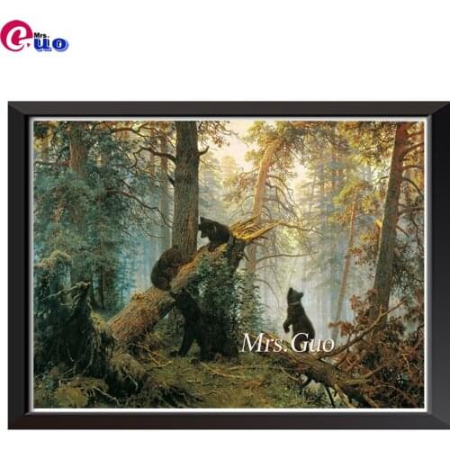 Large Diy Diamond Painting Black Bear In The Forest Full Square Round 5D Diamond Embroidery Cross Stitch Mosaic Home Decoration
