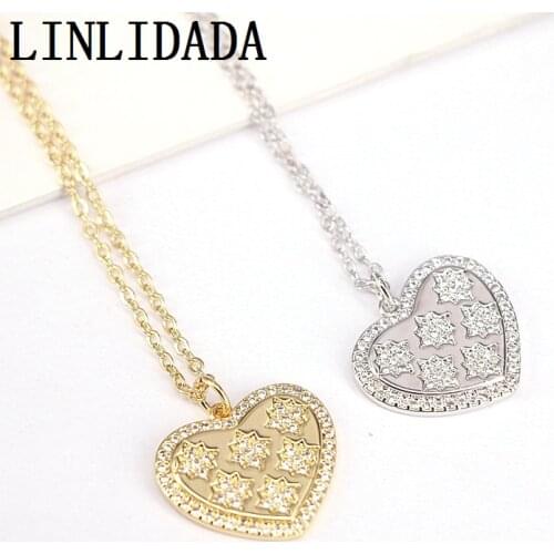 10Pcs High Quality Fashion Heart Shape Cz Pendant Necklace For Women Crystal Statement Necklace Jewelry
