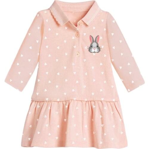 Kids Frocks 2021 Autumn Baby Girl Clothes Brand Dress Toddler Gift Casual Cotton Heart Bunny Print Dresses for Kids 2-7 Years