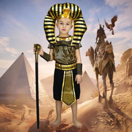 Kids Egyptian Priest Egyptian Costumes for Boys Egyptain Pharaoh Costume Role Play Outfits Halloween Party