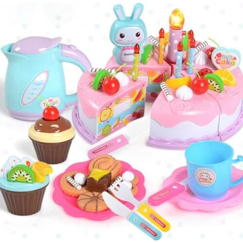 Children Play House Fruit Cake Food DIY Kitchen Toys Pretend Play Cutting Birthday Toy Boy Girl Educational Baby Kids Gift