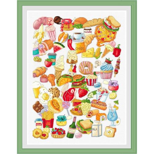 Fishxx Cross Stitch S295 Meal Bread Western Food Collection Handmade Kit Precise Printing Embroidery